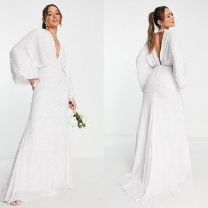 NWT ASOS Edition Sequin Kimono Wedding Dress - size 8